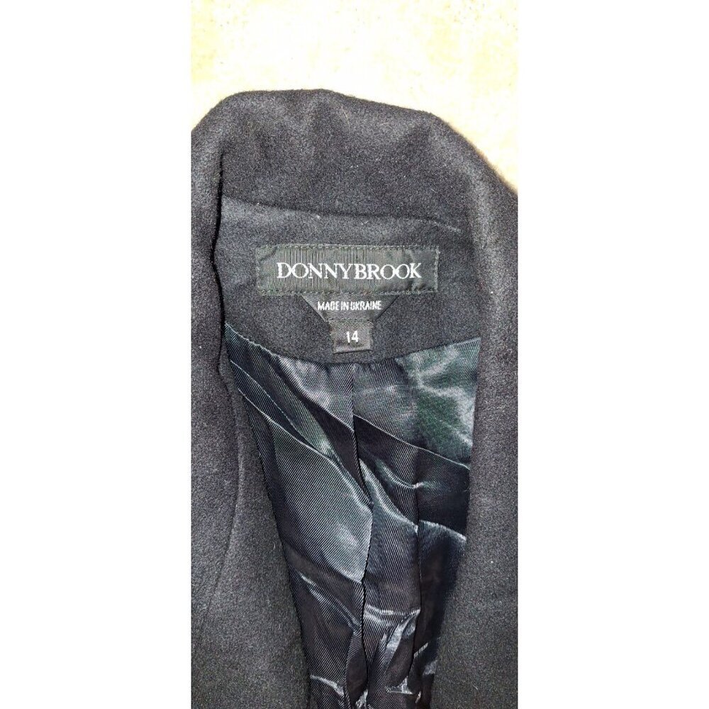 Vintage Donnybrook Womens 14 Black Wool Long Overcoat Double Breasted 90s - Picture 3 of 4